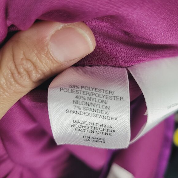 Evan Picone Purple Sleeveless V-Neck Gathered Cocktail Sheath Knee Dress Size 12 - Picture 8 of 10